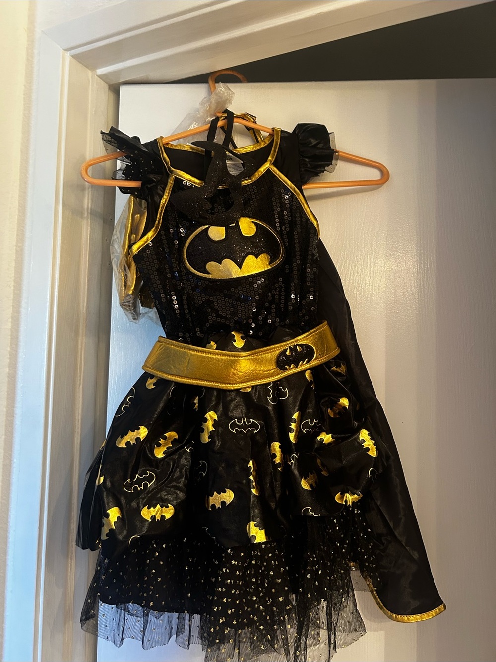 DC Girls Black and Gold Batgirl Sequin Dress Costume